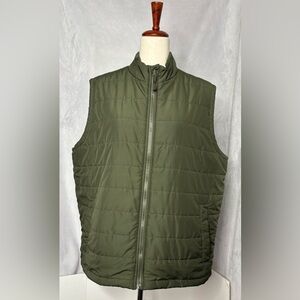 Sonoma Olive Green Quilted Puffer Vest - Zip Front